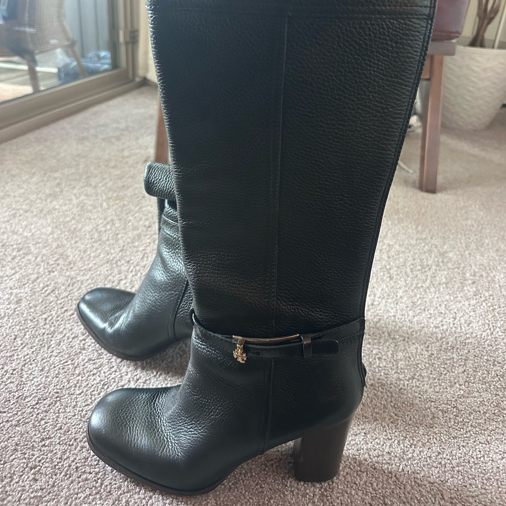 Tory Burch Black Leather Heeled Boots